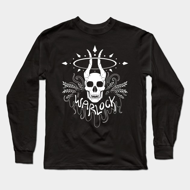 Warlock Class - White Design Long Sleeve T-Shirt by CliffeArts